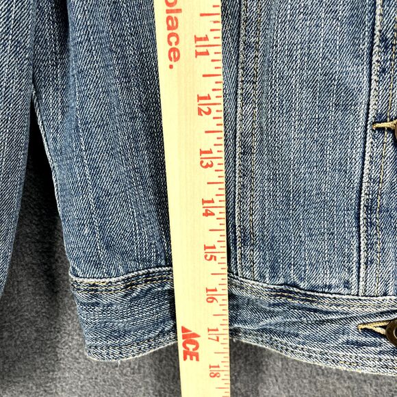 HOLLISTER CO Denim Jacket Girls Juniors Small distressed Tropical lined - Picture 8 of 15